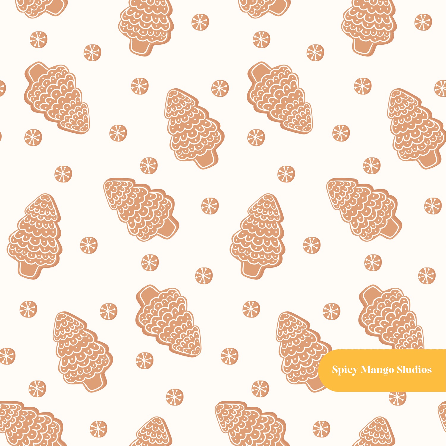 Off White Christmas Cookies Seamless Pattern