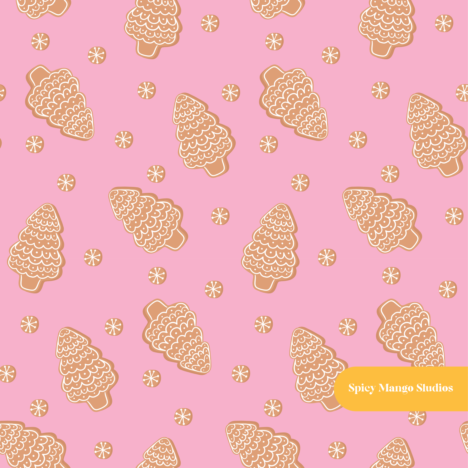 Pink Christmas Cookies Seamless Pattern