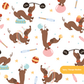 White Circus Dachshund Seamless Pattern