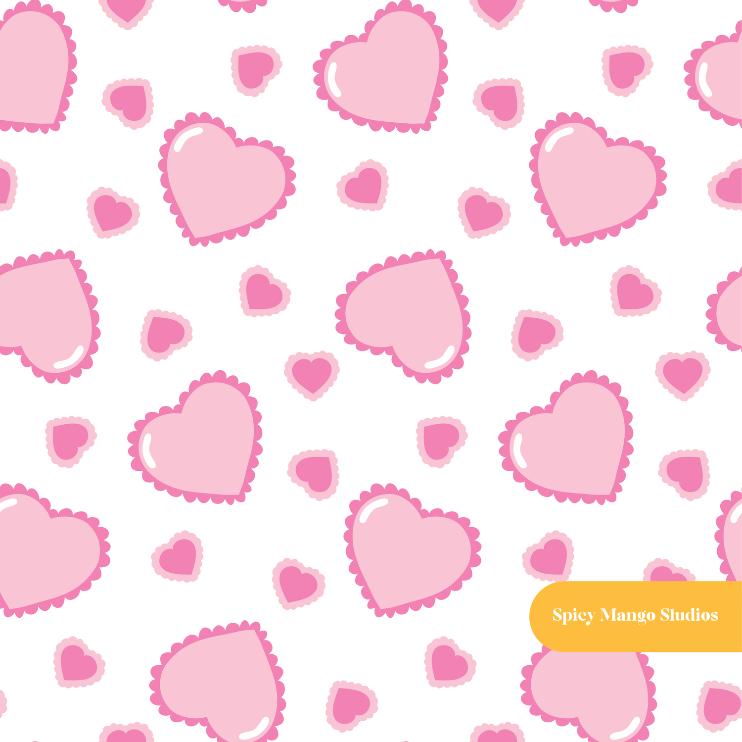 White and Pink Cute Hearts Seamless Pattern