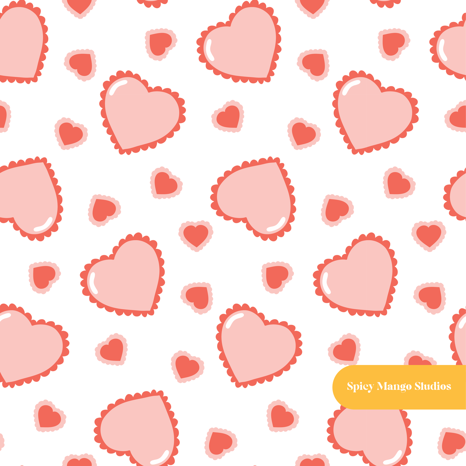 White and Red Cute Hearts Seamless Pattern