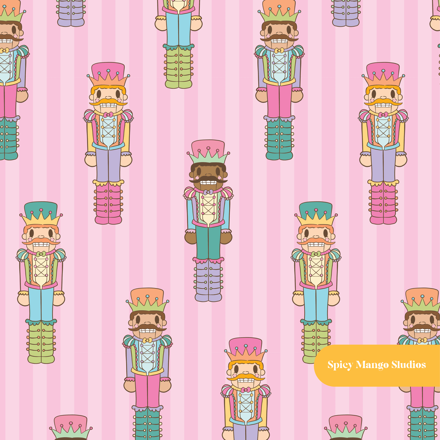 Pink Cute Nutcracker Seamless Pattern
