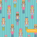 Teal Cute Nutcracker Seamless Pattern