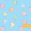 Blue Cute Christmas Trees Seamless Pattern