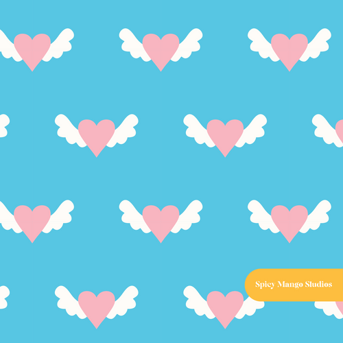 Blue Cute Valentine's Seamless Pattern
