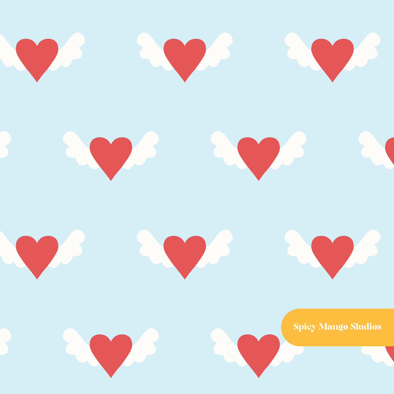 Light Blue Cute Valentine's Seamless Pattern