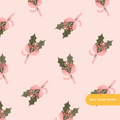 Pink Cute Winter Holly Seamless Pattern – Digital Download