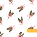 White Cute Winter Holly Seamless Pattern – Digital Download