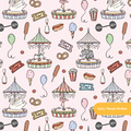 Pastel Pink Carousel Wonderland Seamless Pattern – Digital Download