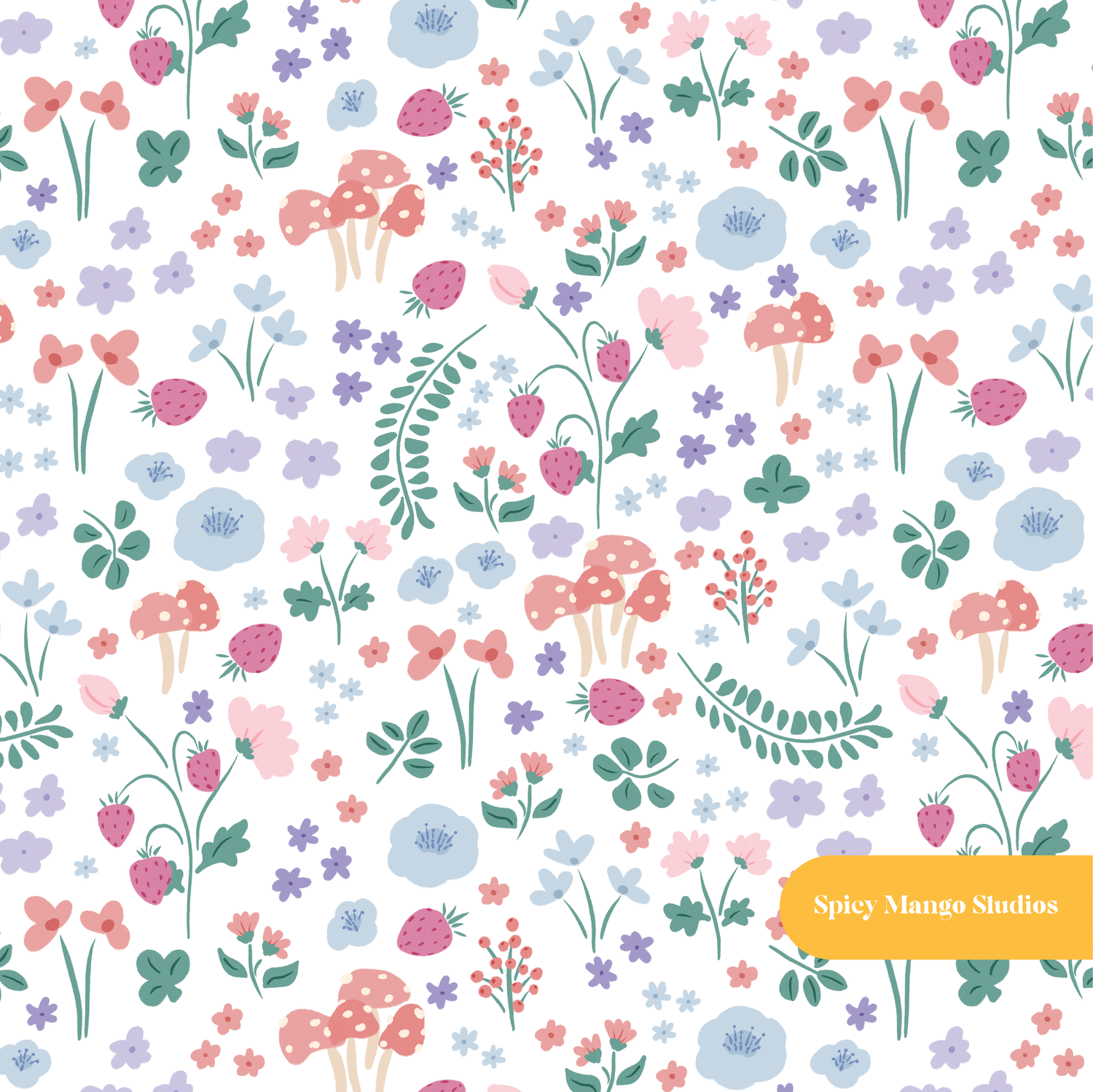 White Aimee Floral Seamless Pattern