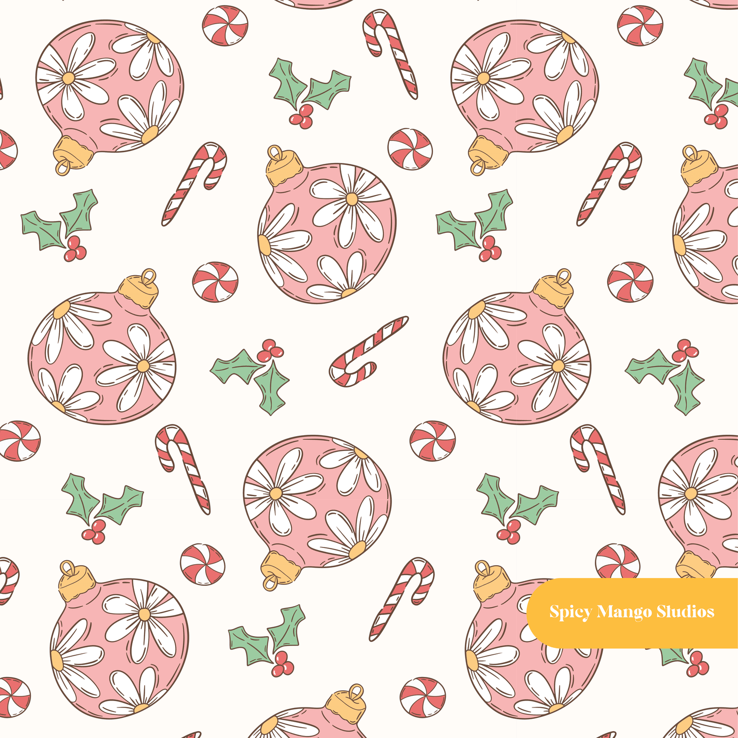 Neutral Daisy Ornaments Seamless Pattern