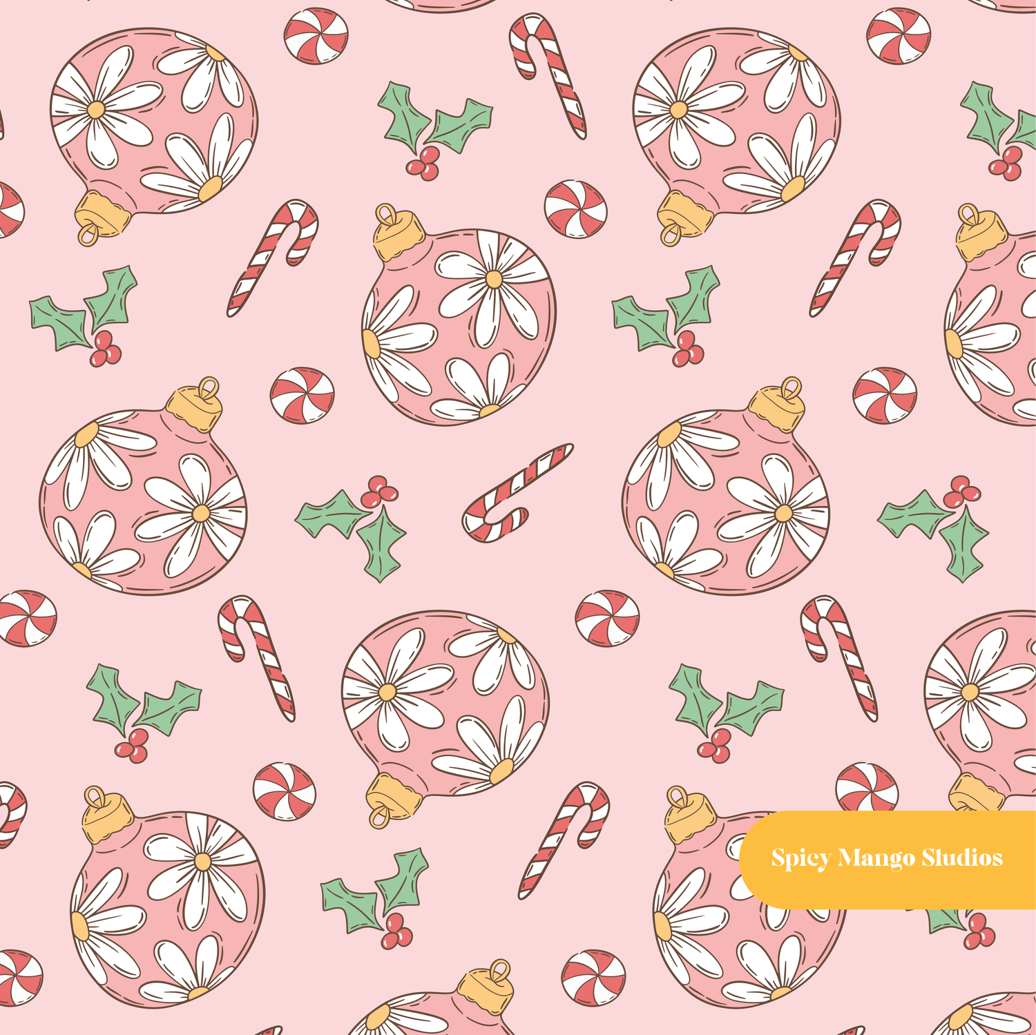Pink Daisy Ornaments Seamless Pattern