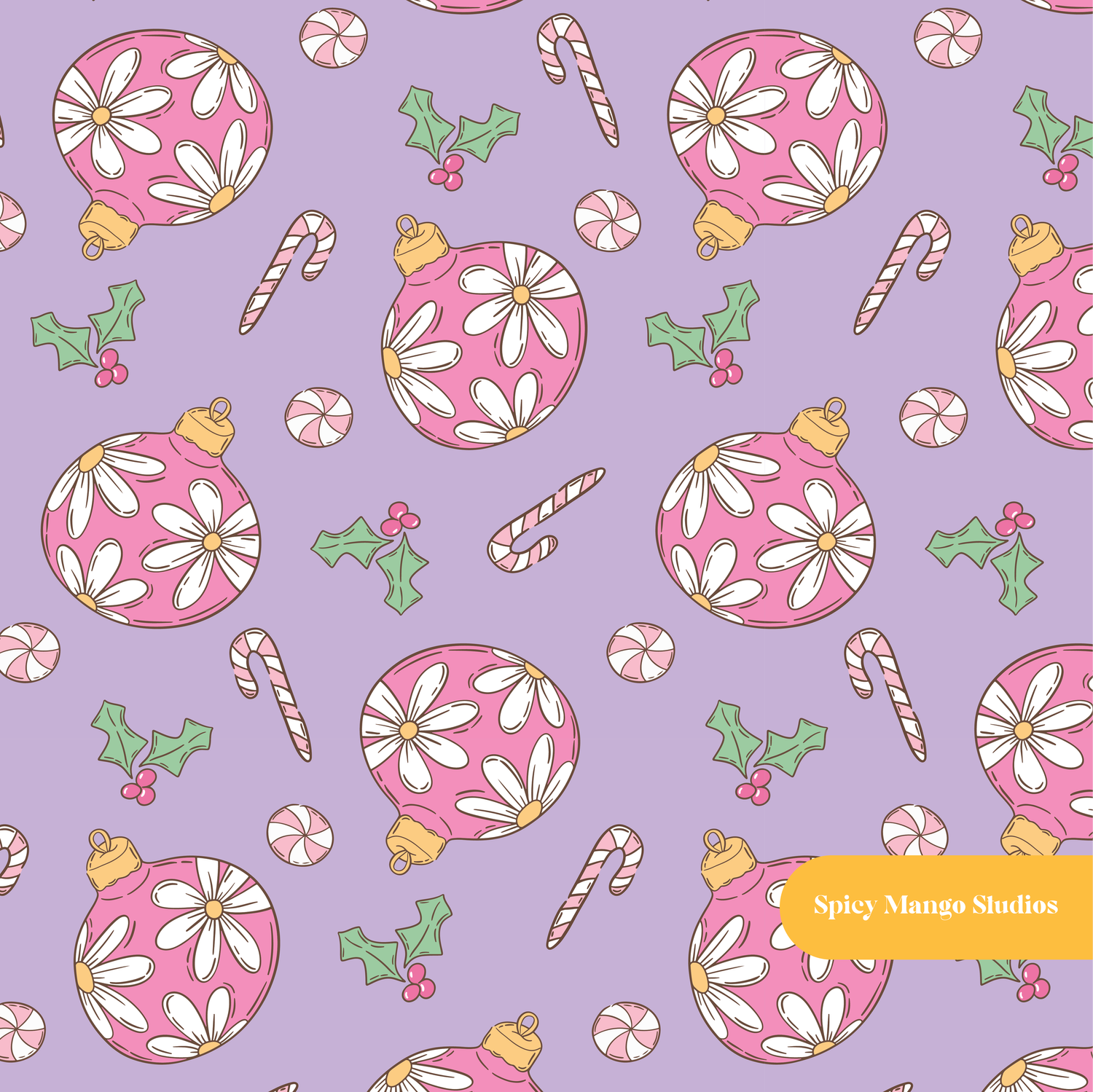 Purple Daisy Ornaments Seamless Pattern