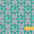 Teal and Pink Dylan Cherry Floral Seamless Pattern