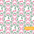 White and Pink Dylan Cherry Floral Seamless Pattern
