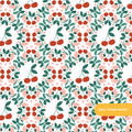 White and Red Dylan Cherry Floral Seamless Pattern
