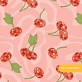 Pink Cherry Disco Seamless Pattern