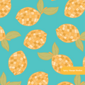 Teal Disco Lemons Seamless Pattern