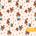 Neutral Dancing Dachshunds Seamless Pattern