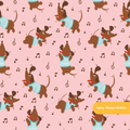 Pink Dancing Dachshunds Seamless Pattern