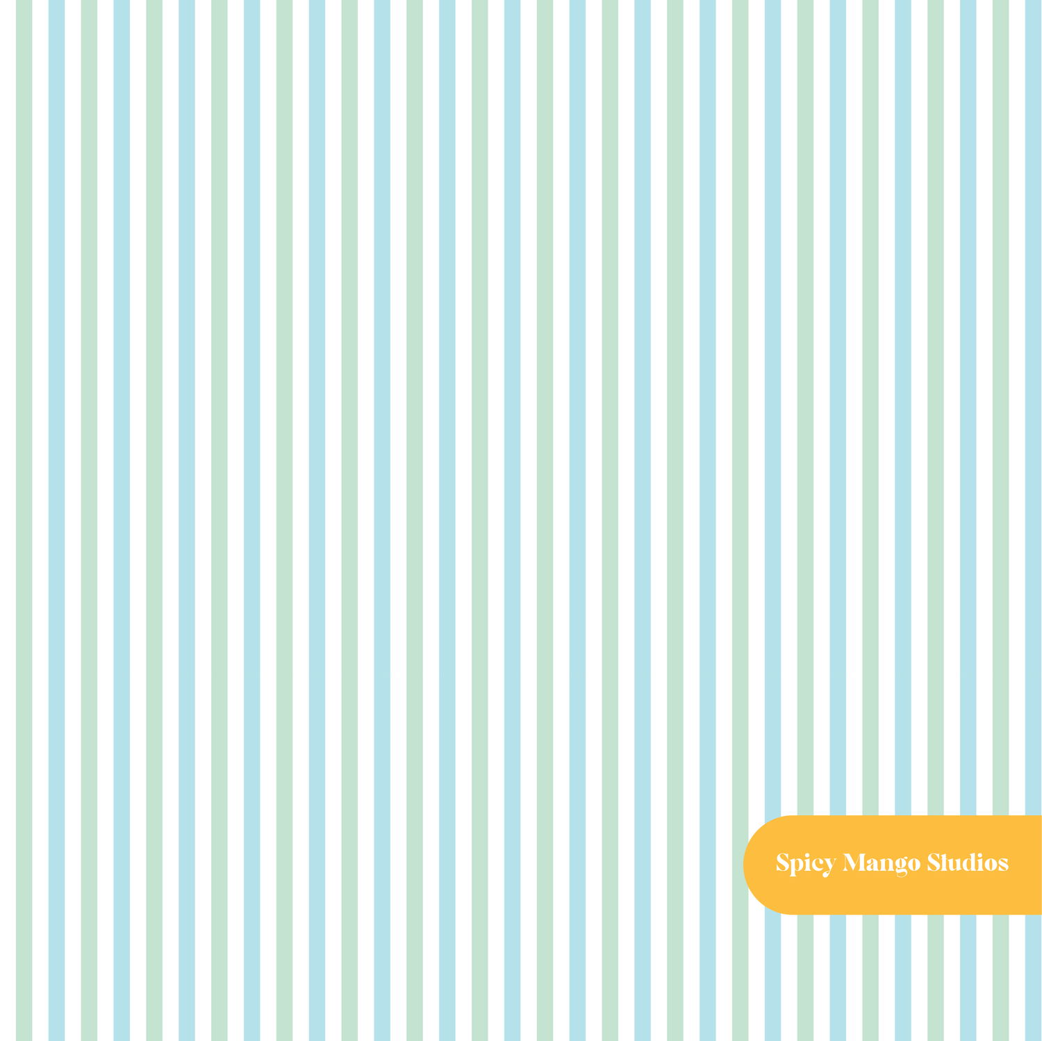 Aqua and Green Darling Pinstripe Seamless Pattern