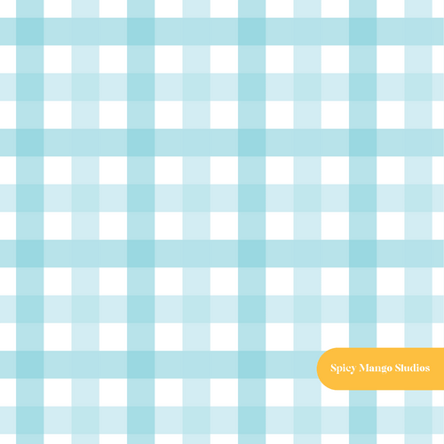 Aqua Darling Gingham Seamless Pattern