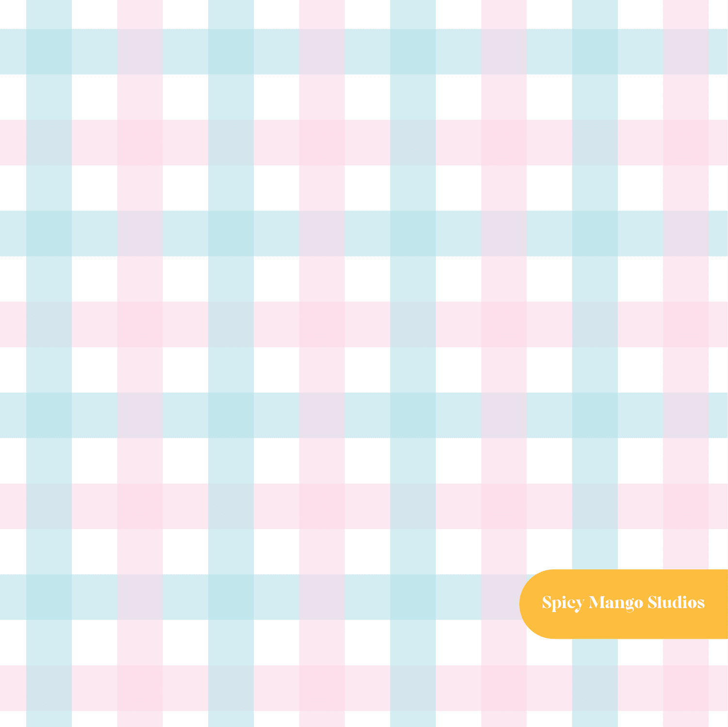 Aqua and Pink Darling Gingham Seamless Pattern