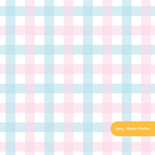 Aqua and Pink Darling Gingham Seamless Pattern