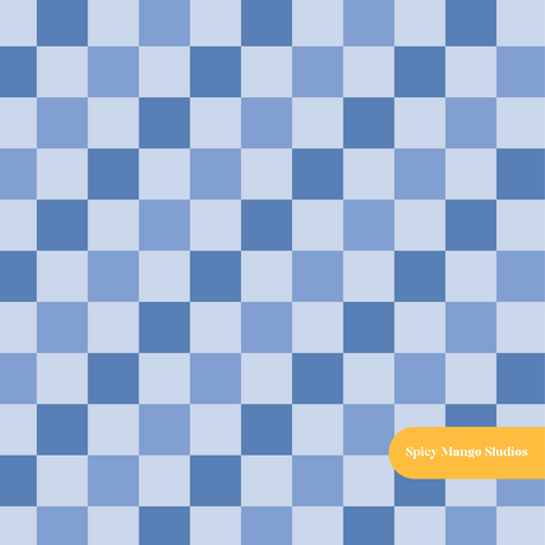 Blue Darling Checker Seamless Pattern