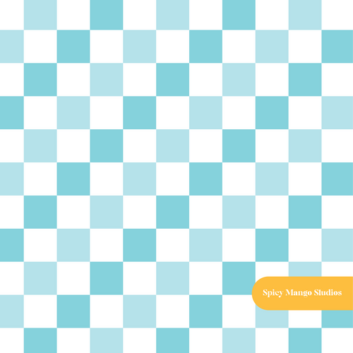 Aqua Darling Checker Seamless Pattern