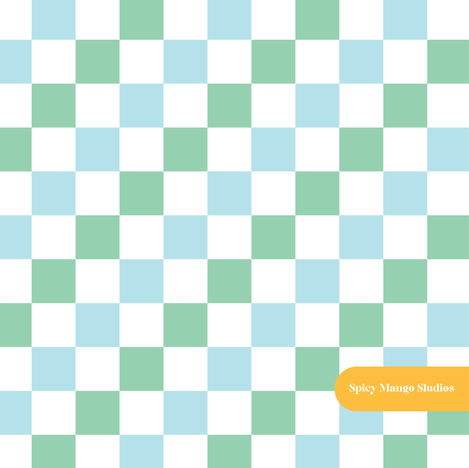 Aqua and Green Darling Checker Seamless Pattern