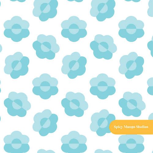 Aqua Darling Floral Seamless Pattern