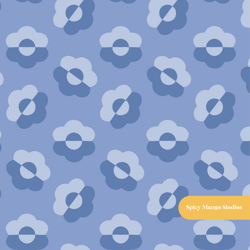 Blue Darling Floral Seamless Pattern