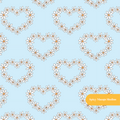 Pastel Blue Daisy Hearts Seamless Pattern