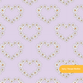 Pastel Purple Daisy Hearts Seamless Pattern