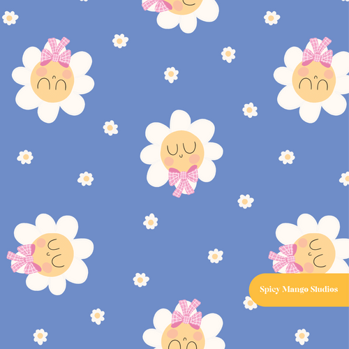 Blue Daisy Mae Seamless Pattern