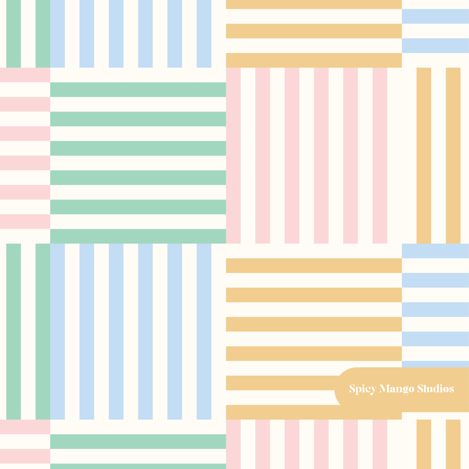 Pastel Blue and Green Dawson Stripe Seamless Pattern