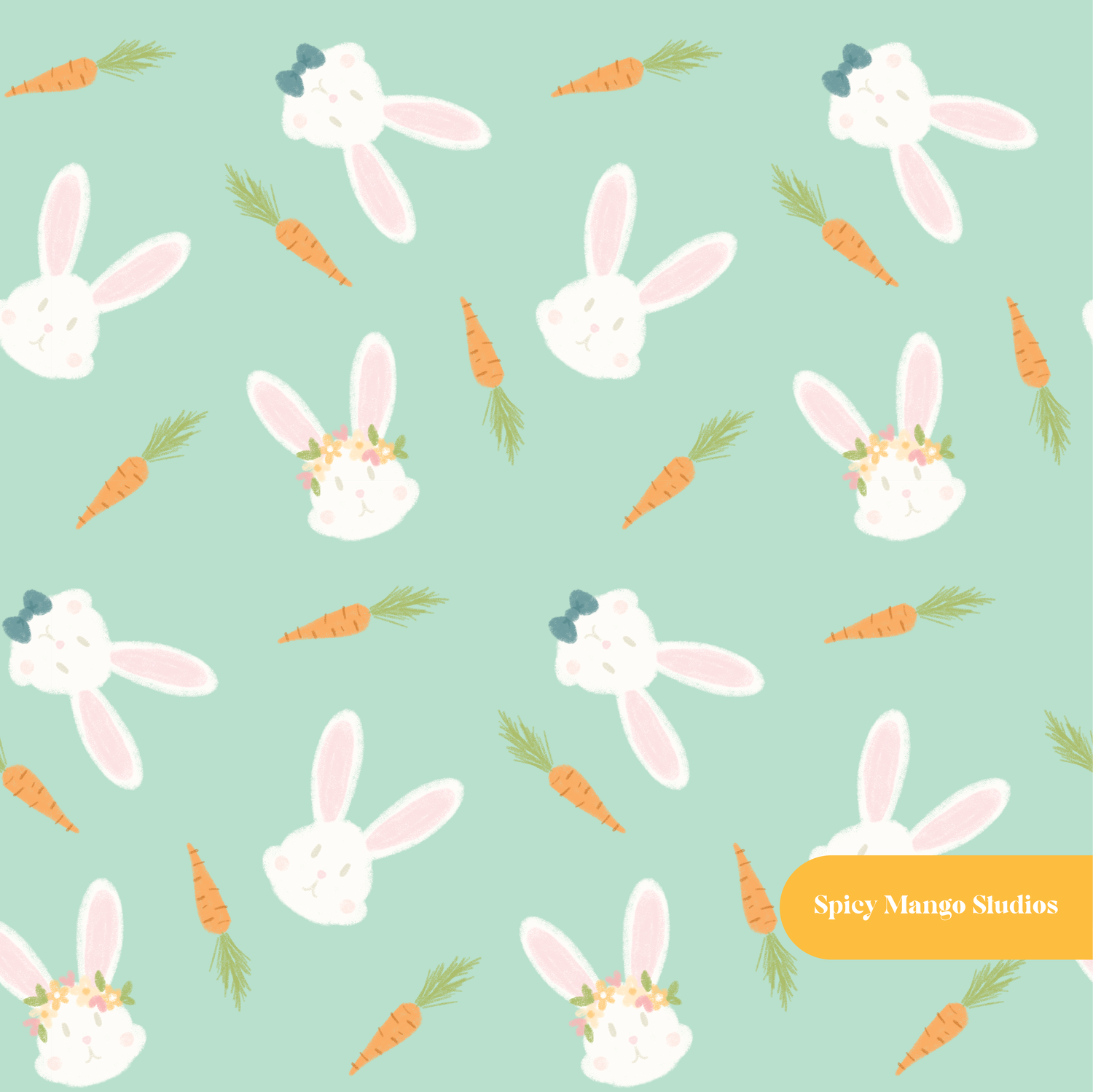 Pastel Sage Easter Bunny Seamless Pattern