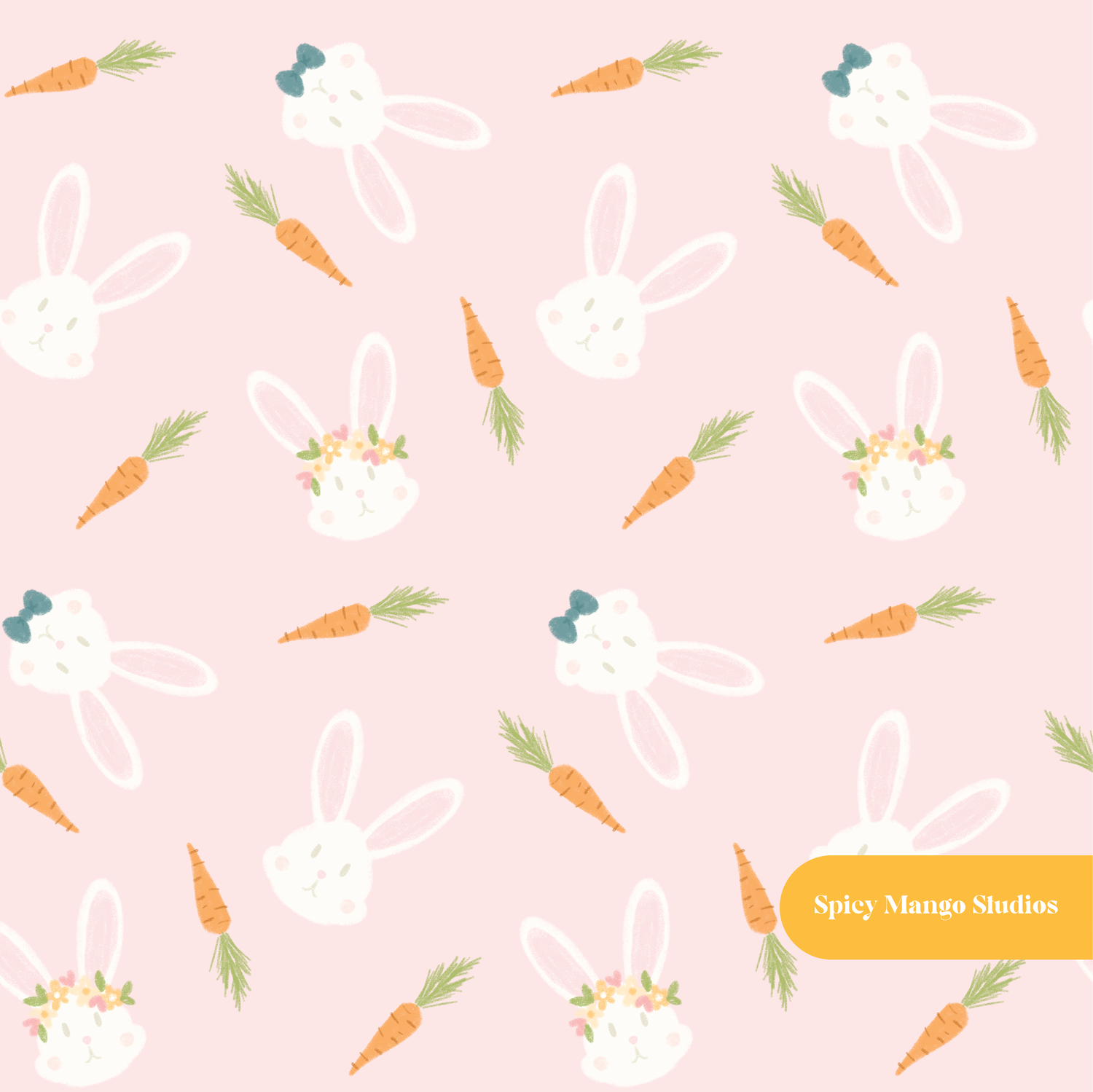 Pink Easter Bunny Seamless Pattern