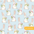 Light Blue Easter Bunny Seamless Pattern