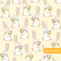 Pastel Yellow Easter Bunny Seamless Pattern