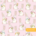 Pink Easter Bunny Seamless Pattern