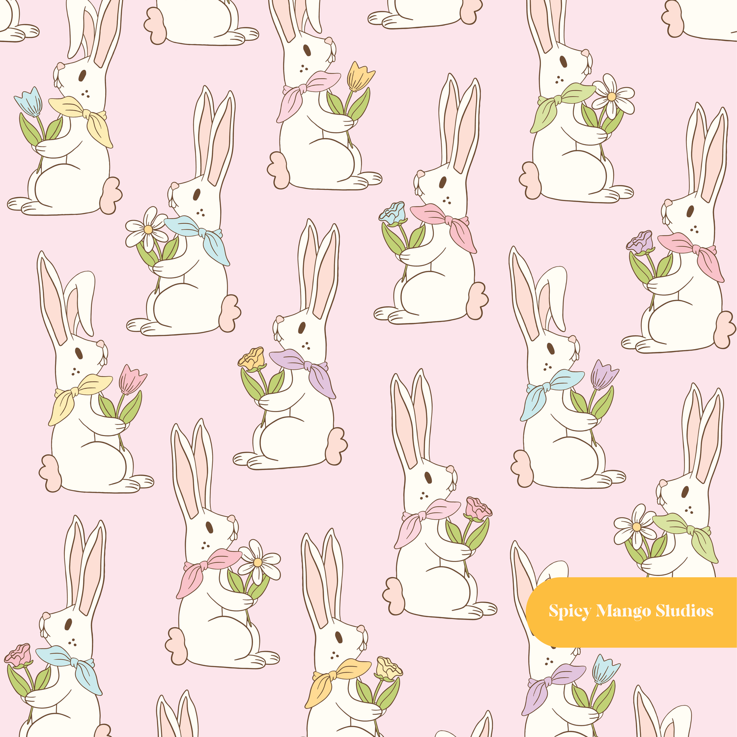 Pink Easter Bunny Seamless Pattern