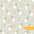 Sage Easter Bunny Seamless Pattern