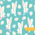 Aqua Easter Bunny Seamless Pattern