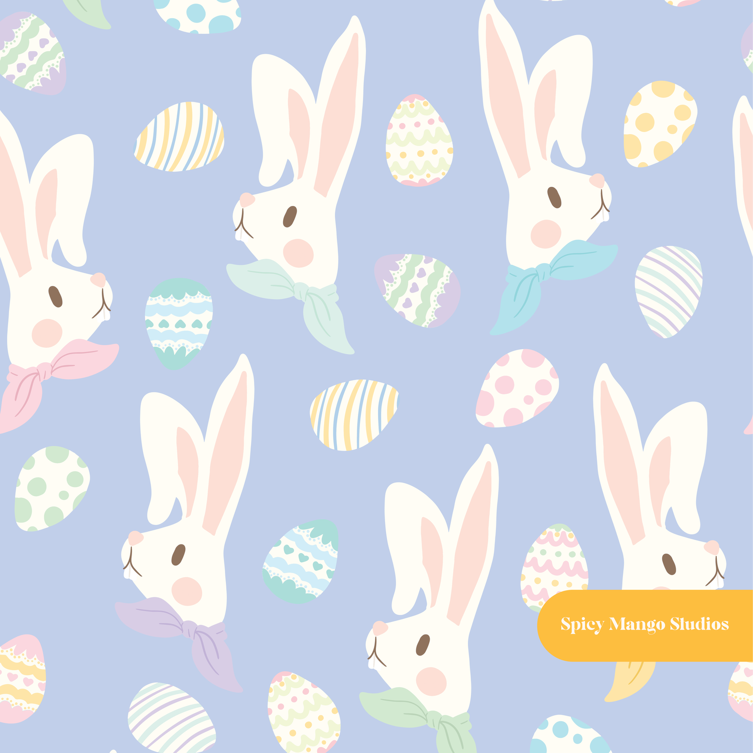 Periwinkle Easter Bunny Seamless Pattern