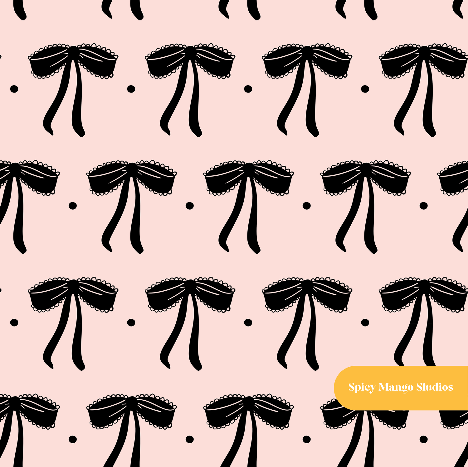 Pink and Black Elegant Bows Seamless Pattern