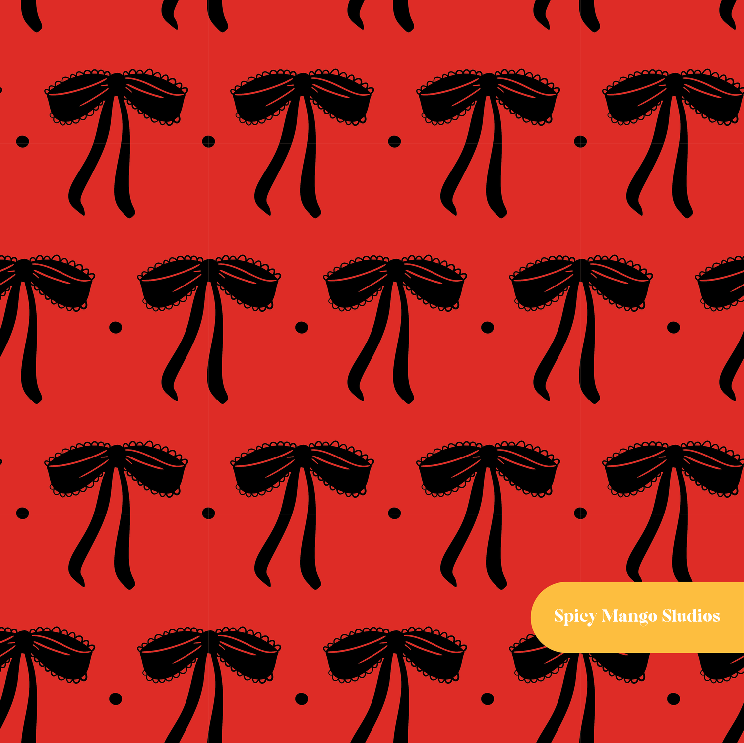 Red and Black Elegant Bows Seamless Pattern