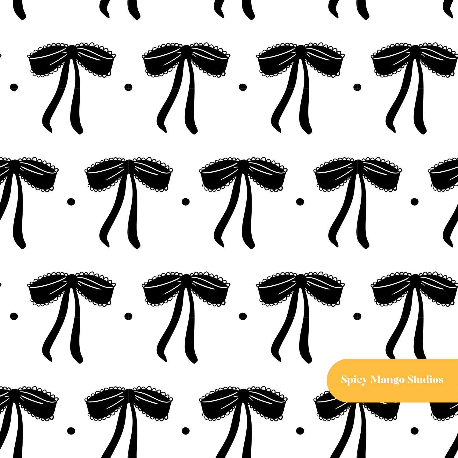 White and Black Elegant Bows Seamless Pattern
