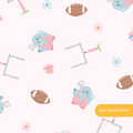 Pink Football Medley Seamless Pattern